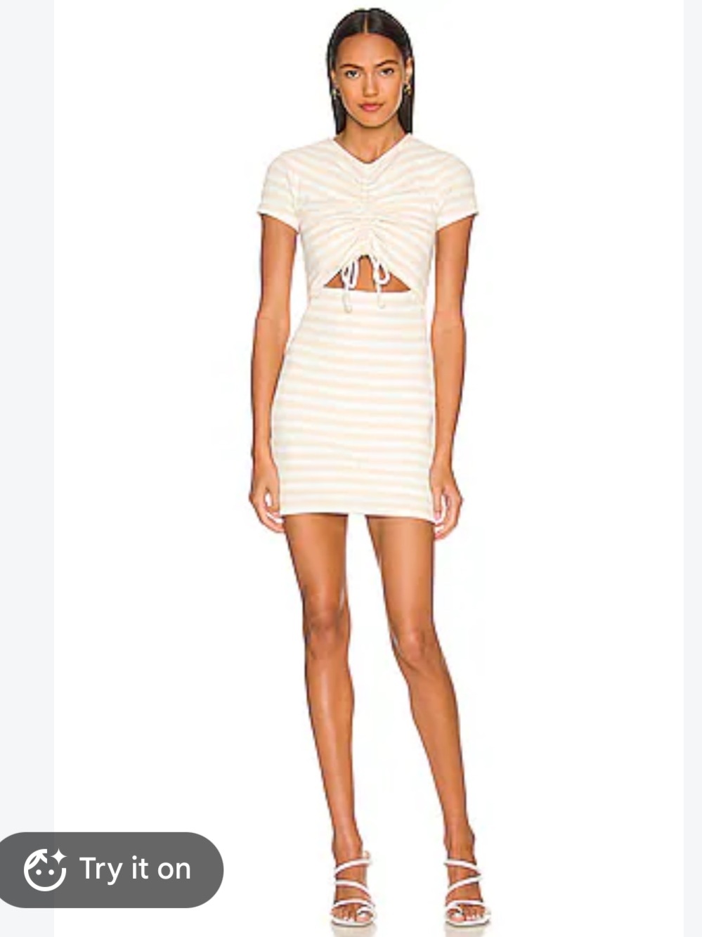 Lovers + Friends Jordan Mini Dress Striped Ribbed Cutout Drawstring Small